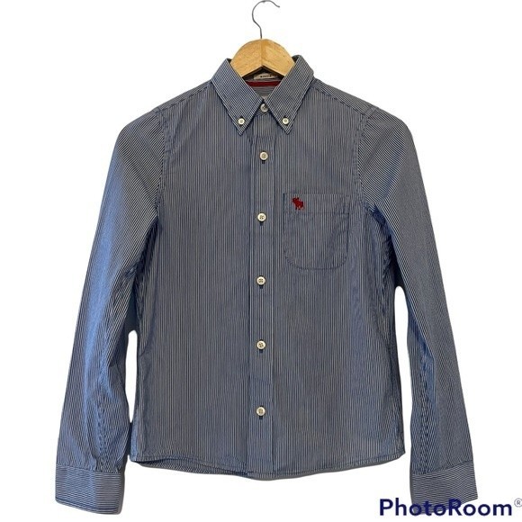 Abercrombie Kids Cotton Long Sleeve Button Down Shirt Muscle Fit - Picture 10 of 10